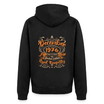 December 1976 | Limited Edition - Veste à capuche bio Premium Unisexe - noir - Dos - Nico (187cm)