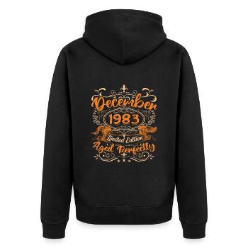December 1983 | Limited Edition - Veste à capuche bio Premium Unisexe - noir - Dos - Nico (187cm)