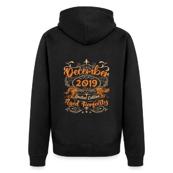 December 2019 | Limited Edition - Unisex Premium Organic Zip Hoodie - black - Back - Nico (187cm)