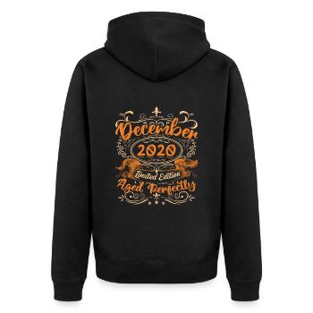 Dezember 2020 | Limitierte Auflage - Unisex Premium Bio Zip Hoodie - Schwarz - Hinten - Nico (187cm)