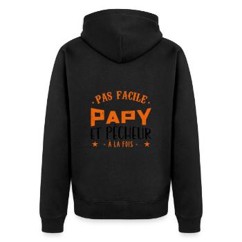 Papy Pêcheur, Cadeau - Veste à capuche bio Premium Unisexe - noir - Dos - Nico (187cm)