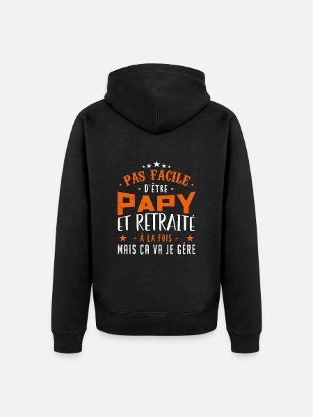 je suis un papy retraité - Veste à capuche bio Premium Unisexe - noir