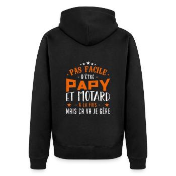 Papy motard moto - Veste à capuche bio Premium Unisexe - noir - Dos - Nico (187cm)