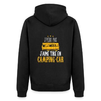 j'peux pas j'aime tire en camping-car | campingCar - Veste à capuche bio Premium Unisexe - noir - Dos - Nico (187cm)