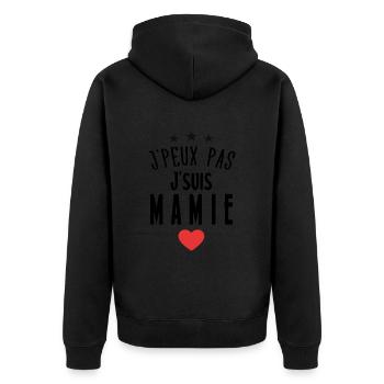 J'peux Pas J'suis Mamie - Veste à capuche bio Premium Unisexe - noir - Dos - Nico (187cm)