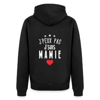 J'peux Pas J'suis Mamie - Veste à capuche bio Premium Unisexe - noir - Dos - Nico (187cm)