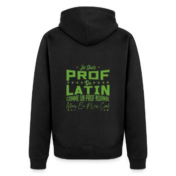 Prof | Professeur Latin | Métier Citations Noël - Veste à capuche bio Premium Unisexe - noir - Dos - Nico (187cm)