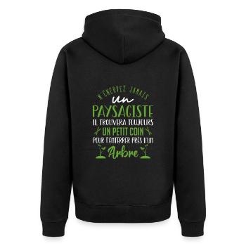 Paysagiste et jardinier cadeau humour - Veste à capuche bio Premium Unisexe - noir - Dos - Nico (187cm)
