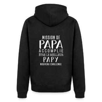 MISSION DE PAPA ACCOMPLIE - FUTUR PAPY - Veste à capuche bio Premium Unisexe - noir - Dos - Nico (187cm)