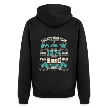 Legends were born in May 1974 | Limited Edition - Veste à capuche bio Premium Unisexe - noir - Dos - Nico (187cm)