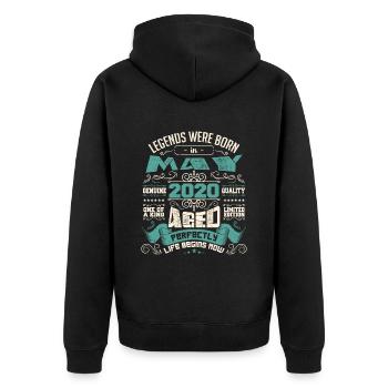 Legenden wurden im Mai 2020 geboren | Limitierte Auflage - Unisex Premium Bio Zip Hoodie - Schwarz - Hinten - Nico (187cm)