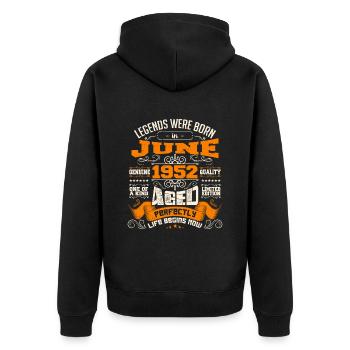 Legends were born in June 1952 | limited Edition - Veste à capuche bio Premium Unisexe - noir - Dos - Nico (187cm)