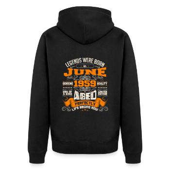 Legends were born in June 1959 | limited Edition - Veste à capuche bio Premium Unisexe - noir - Dos - Nico (187cm)