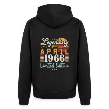 Legendär seit April 1966 | Limitierte Auflage - Unisex Premium Bio Zip Hoodie - Schwarz - Hinten - Nico (187cm)