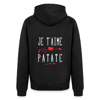 Je t'aime patate - Veste à capuche bio Premium Unisexe - noir - Dos - Nico (187cm)