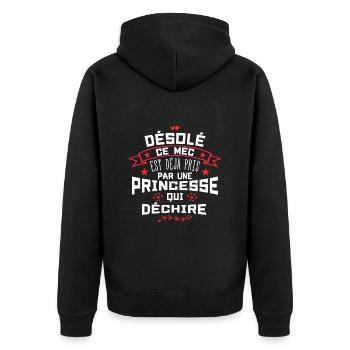 Mari Saint-Valentin Homme Fiancé Humour - Veste à capuche bio Premium Unisexe - noir - Dos - Nico (187cm)