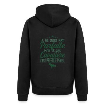 je ne suis pas parfaite mais je suis cavalière - Veste à capuche bio Premium Unisexe - noir - Dos - Nico (187cm)