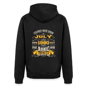 Legends wurden im Juli 1980 geboren | Perfekt gealtert - Unisex Premium Bio Zip Hoodie - Schwarz - Hinten - Nico (187cm)