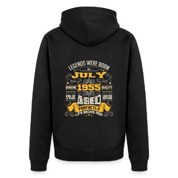 Legenden wurden im Juli 1955 geboren | Perfekt gealtert - Unisex Premium Bio Zip Hoodie - Schwarz - Hinten - Nico (187cm)