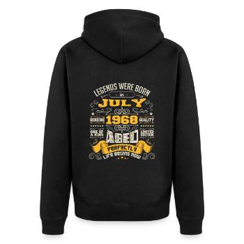 Legends wurden im Juli 1968 geboren | Perfekt gealtert - Unisex Premium Bio Zip Hoodie - Schwarz - Hinten - Nico (187cm)