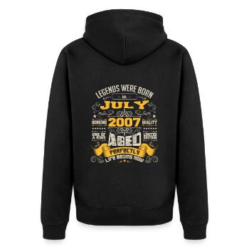 Legends were born in July 2007 | Aged Perfectly - Unisex Premium Organic Zip Hoodie - black - Back - Nico (187cm)