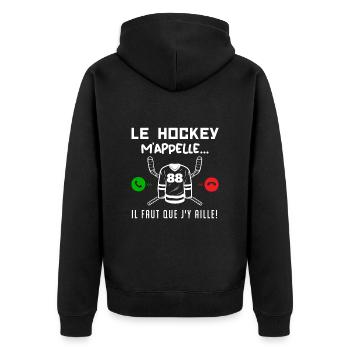le hockey m'appelle il faut que j'y aille ! cadeau - Veste à capuche bio Premium Unisexe - noir - Dos - Nico (187cm)