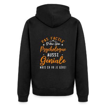 Psychologue - Veste à capuche bio Premium Unisexe - noir - Dos - Nico (187cm)