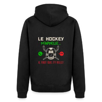 le hockey m'appelle il faut que j'y aille ! cadeau - Veste à capuche bio Premium Unisexe - noir - Dos - Nico (187cm)