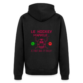 le hockey m'appelle il faut que j'y aille ! cadeau - Veste à capuche bio Premium Unisexe - noir - Dos - Nico (187cm)