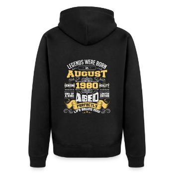 Legends wurden im August 1980 geboren | Perfekt gealtert - Unisex Premium Bio Zip Hoodie - Schwarz - Hinten - Nico (187cm)