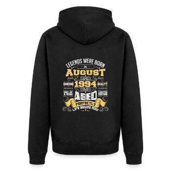 Legends wurden im August 1994 geboren | Perfekt gealtert - Unisex Premium Bio Zip Hoodie - Schwarz - Hinten - Nico (187cm)