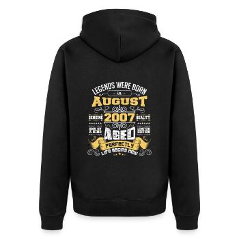 Legends were born in August 2007 | Aged Perfectly - Unisex Premium Organic Zip Hoodie - black - Back - Nico (187cm)