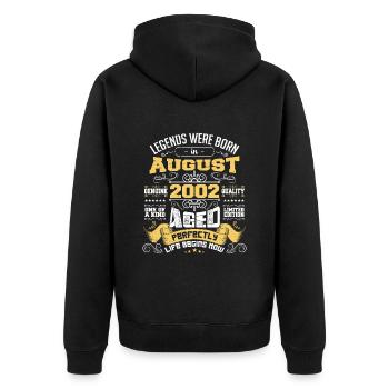 Legends were born in August 2002 | Aged Perfectly - Veste à capuche bio Premium Unisexe - noir - Dos - Nico (187cm)
