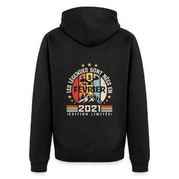 les légendes sont née en Février 2021 - Veste à capuche bio Premium Unisexe - noir - Dos - Nico (187cm)
