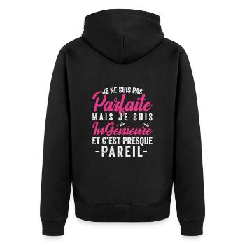 Je Ne Suis Pas Parfaite Mais Je Suis ingénieure - Veste à capuche bio Premium Unisexe - noir - Dos - Nico (187cm)