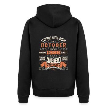 legends were born in October 1986, Limited Edition - Veste à capuche bio Premium Unisexe - noir - Dos - Nico (187cm)