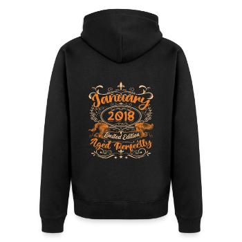 January 2018 | Aged Perfectly | Limited Edition - Veste à capuche bio Premium Unisexe - noir - Dos - Nico (187cm)