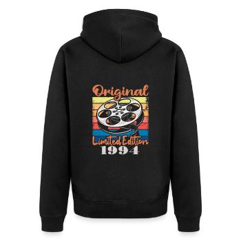 Original limitierte Auflage von 1994 - Unisex Premium Bio Zip Hoodie - Schwarz - Hinten - Nico (187cm)