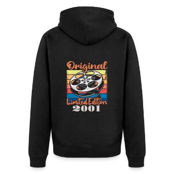 Original limitierte Auflage von 2001 - Unisex Premium Bio Zip Hoodie - Schwarz - Hinten - Nico (187cm)
