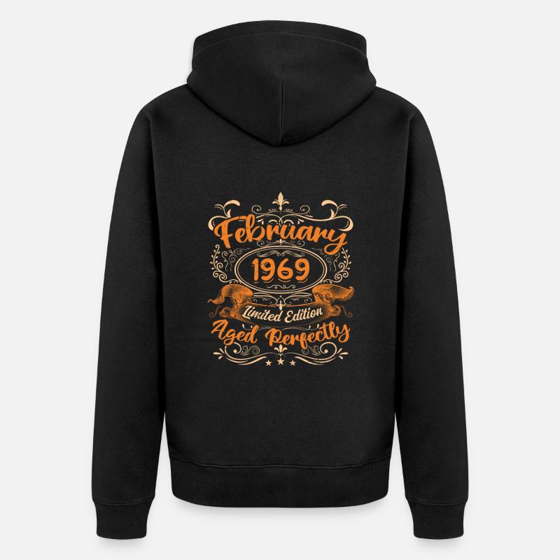 February 1969 | Aged Perfectly - Veste à capuche bio Premium Unisexe - noir