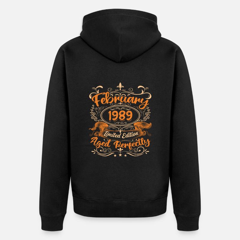 February 1989 | Aged Perfectly - Veste à capuche bio Premium Unisexe - noir