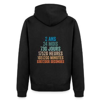 2 Ans Anniversaire - cadeau d'anniversaire - Veste à capuche bio Premium Unisexe - noir - Dos - Nico (187cm)