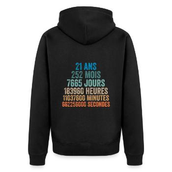 21 Ans Anniversaire - cadeau d'anniversaire - Veste à capuche bio Premium Unisexe - noir - Dos - Nico (187cm)