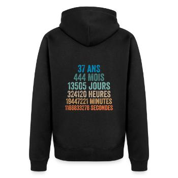 37 Ans Anniversaire - cadeau d'anniversaire - Veste à capuche bio Premium Unisexe - noir - Dos - Nico (187cm)