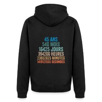 45 Ans Anniversaire - cadeau d'anniversaire - Veste à capuche bio Premium Unisexe - noir - Dos - Nico (187cm)
