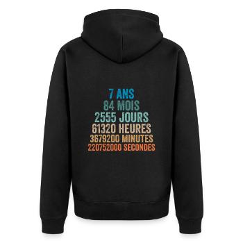 7 Ans Anniversaire - cadeau d'anniversaire - Veste à capuche bio Premium Unisexe - noir - Dos - Nico (187cm)