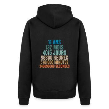 11 Ans Anniversaire - cadeau d'anniversaire - Veste à capuche bio Premium Unisexe - noir - Dos - Nico (187cm)