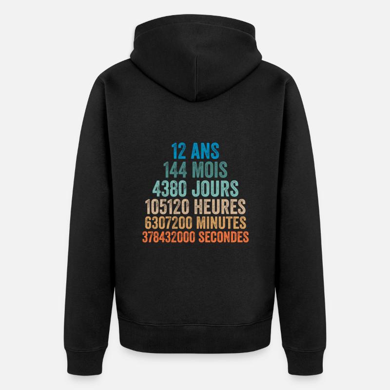 12 Ans Anniversaire - cadeau d'anniversaire - Veste à capuche bio Premium Unisexe - noir