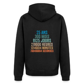 25 Ans Anniversaire - cadeau d'anniversaire - Veste à capuche bio Premium Unisexe - noir - Dos - Nico (187cm)