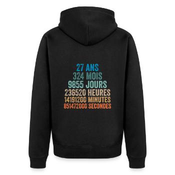27 Ans Anniversaire - cadeau d'anniversaire - Veste à capuche bio Premium Unisexe - noir - Dos - Nico (187cm)
